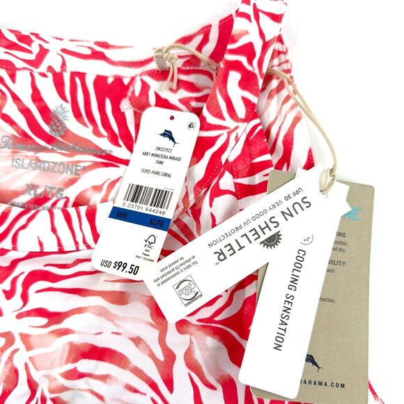Tommy Bahama Women's Pure Coral Abby Monstera Mirage Halter Tank Top Size XL - Picture 6 of 8